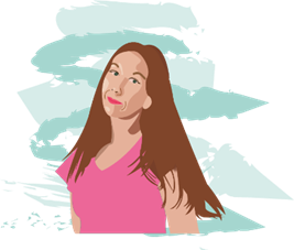 Een logo ontworpen in Adobe Illustrator, gebaseerd op een foto van mezelf, met de kleuren roze en appelblauwzeegroen als centrale thema.